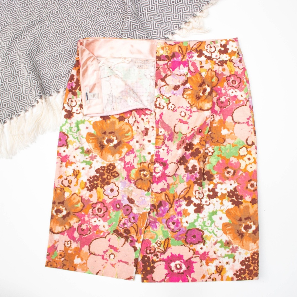 J. Crew Floral Pencil Skirt - Pink and Orange - Picture 5 of 5
